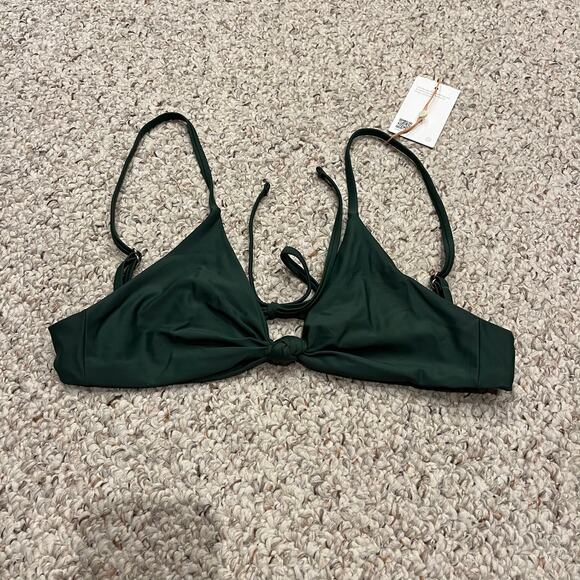 Quince Other - NEW Quince Italian Knotted Triangle Bikini Top L Green Summer Vacation Casual